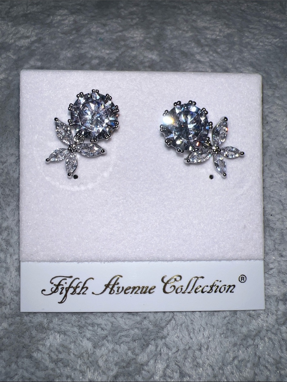 Fifth Avenue Collection Clear Crystal Floral Stud Earrings